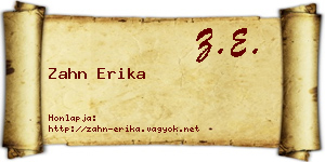 Zahn Erika névjegykártya